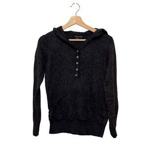 BCBGMaxAzria Gray Cashmere Long Sleeve Button-Front Hoodie Sweater Women's  Larg